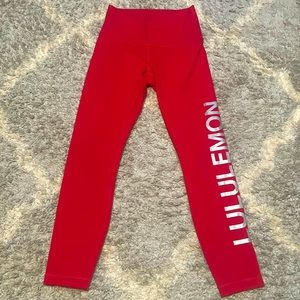 Red Lululemon Wunder Under leggings. LTD EDITION. 20 year anniversary. Size 6.